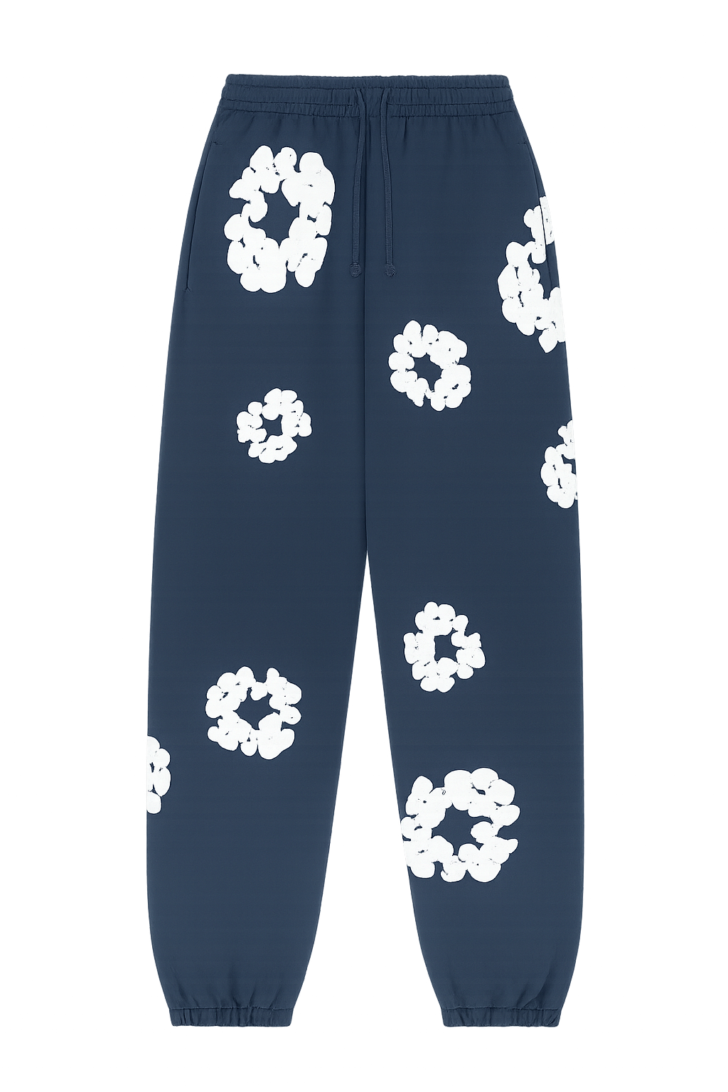Denim Tears The Cotton Wreath Sweatpants. Navy, White
